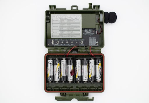 Your photo should show the full interior of the Song Meter enclosure: both the battery tray and the upper control panel.